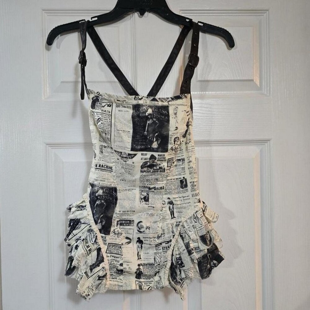 lip service step in time steampunk vintage newspaper print corset top